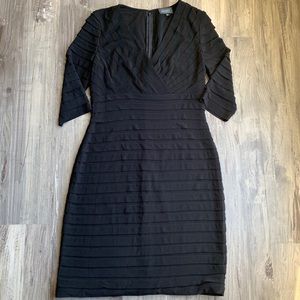 Adrianna Papell Black Dress Shutter Pleat Size 10
